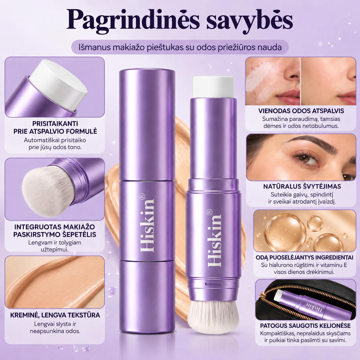 🔥 LIKO TIK 2 VALANDOS · 80% NUOLAIDA!  „Hiskin®“ dvipusis spalvą keičiantis makiažo pagrindo pieštukas | Užmaskuoja amžiaus dėmes, išlygina smulkias raukšleles ir drėkina odą – su integruotu šepetėliu jaunatviškam švytėjimui!