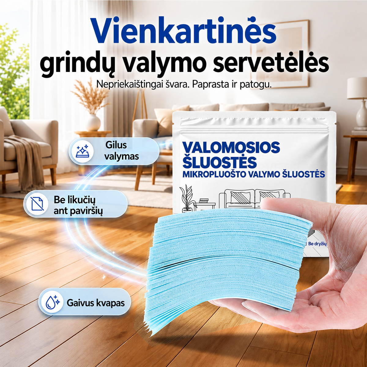 🧻Ribotą laiką – 52 % nuolaida💧🧹Vandenyje tirpstančios grindų valymo servetėlės