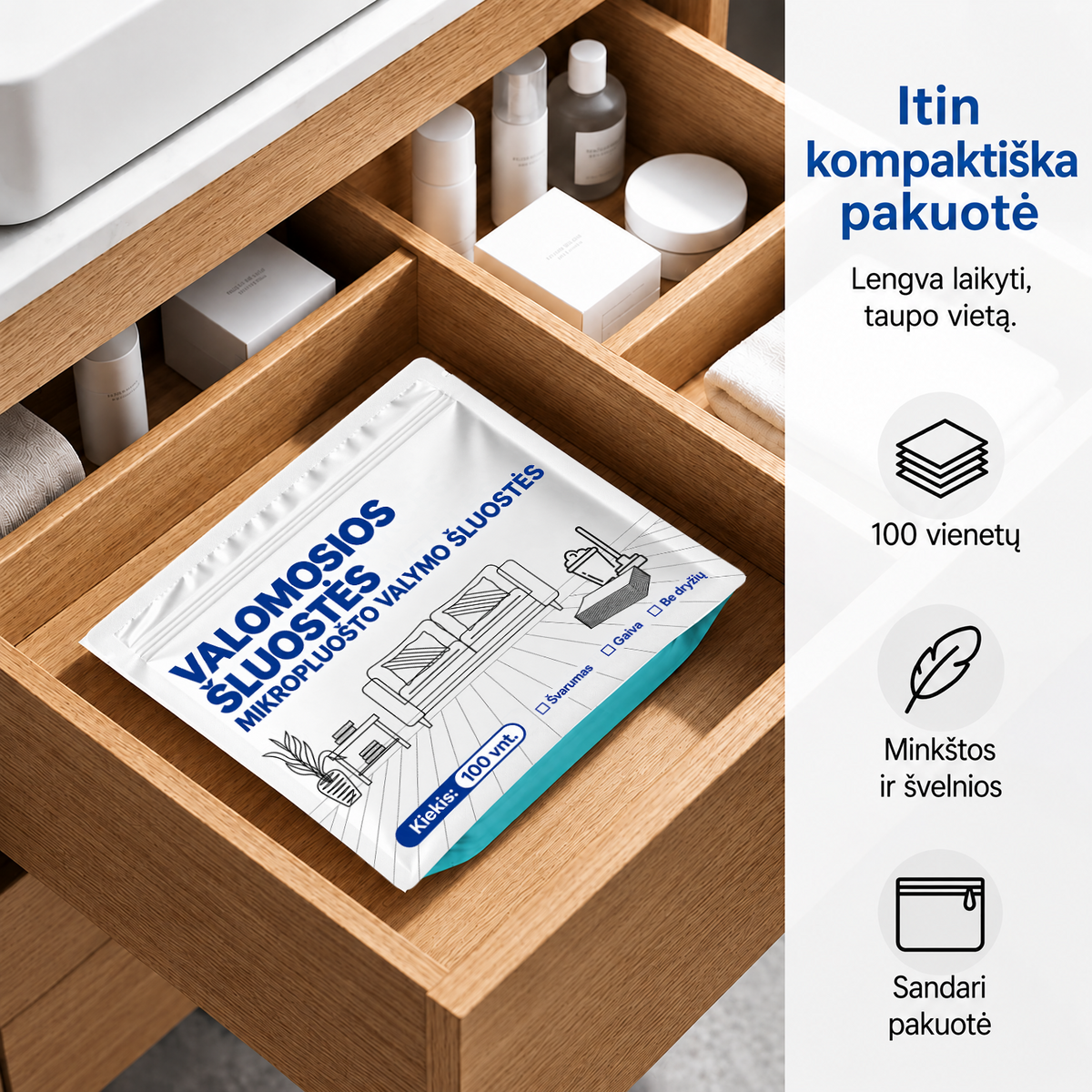 🧻Ribotą laiką – 52 % nuolaida💧🧹Vandenyje tirpstančios grindų valymo servetėlės