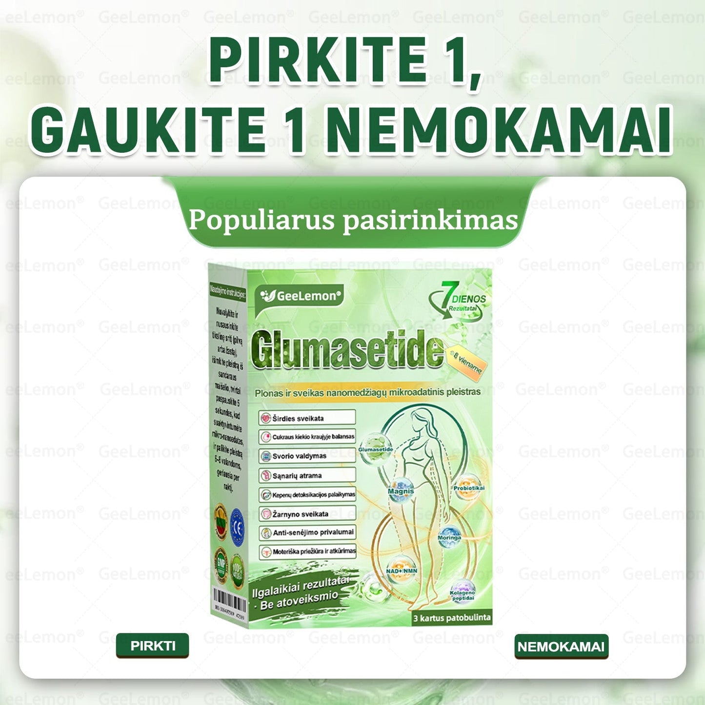 👉 Oficialus sertifikavimas 🔥 Tūkstančiai patenkintų vartotojų Lietuvoje🎁 𝐆𝐞𝑒𝐿𝑒𝐦𝐨𝐧® 𝐆𝐥𝐮𝐦𝐚𝐬𝐞𝐭𝐢𝐝𝐞 8 viename Liekninantis ir sveikatinantis nano pleistras su mikroadatomis 🇱🇹 (Tik kartą per dieną, matomi pokyčiai jau per 7 dienas)  ✅